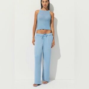 NWT SKIMS French Terry Low Rise Straight Leg Pants in Blue Bell size M